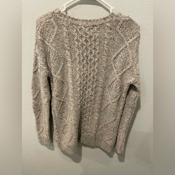 Women’s Treasure & Bond Tan Speckled Cable Crewneck Sweater Size Extra Small - Picture 8 of 9